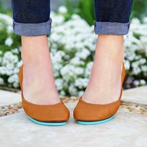 Tieks Tan Chestnut Blue Ballet Flats Size 7